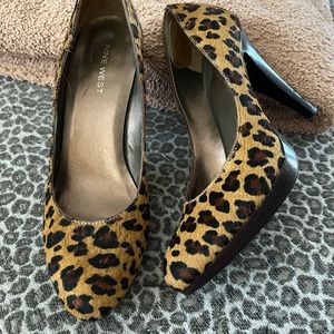 Nine West Leopard Print Pony Hair High Heel Pumps